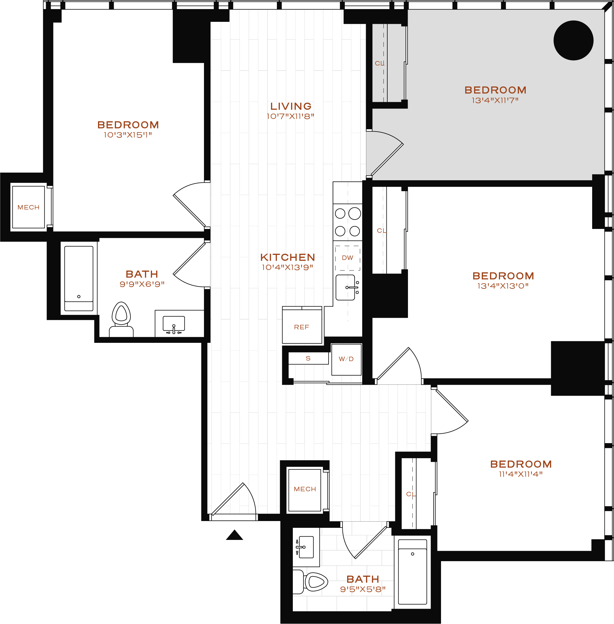 Rendering of the Co-Living LT-08 Bedroom 2 Floor Plan